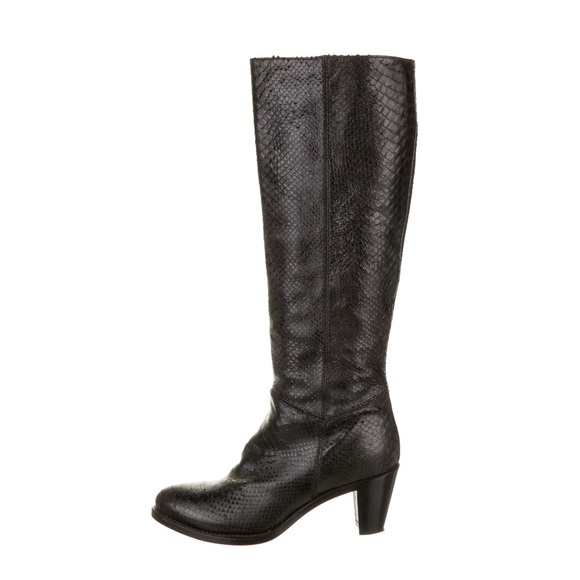 Attilio Codognato Snakeskin Genuine Leather Knee-High Boots Black-Brown US 6 /36 - Picture 4 of 6